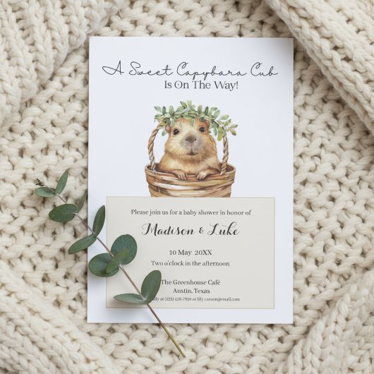 Capybara Baby Shower • Eucalyptus Design 招待状