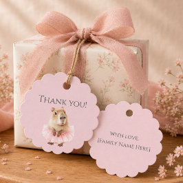 Capybara Baby Shower Favor Tag • Girl Edition フェイバータグ