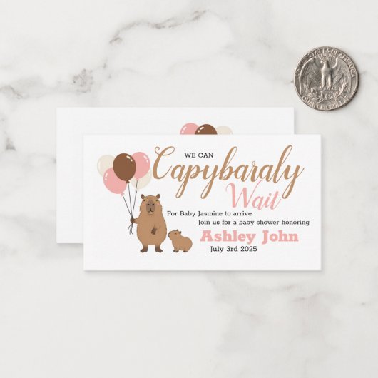 Capybara Baby Shower Honoring Invitation | card ノートカード (正面/裏面インサイチュ)