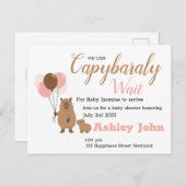 Capybara Baby Shower Honoring Invitation | card ポストカード (正面/裏面)