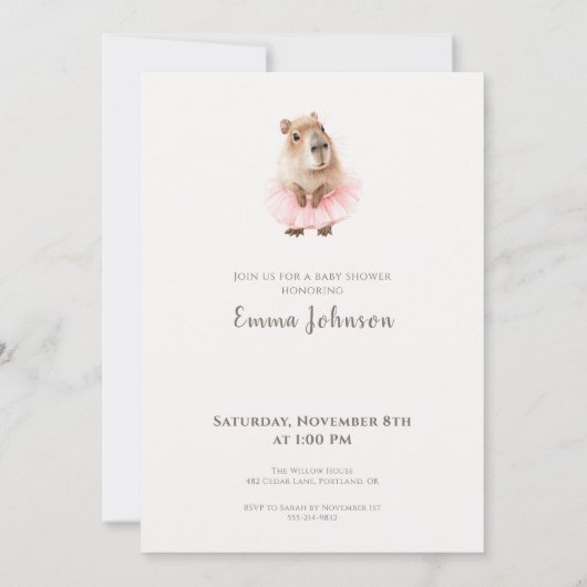 Capybara Baby Shower Invitation (裏面)