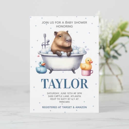 Capybara Baby shower Invitation 招待状 (スタンド正面)