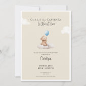 Capybara Baby Shower Invitation Cloud and Balloon 招待状 (正面)