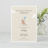 Capybara Baby Shower Invitation Cloud and Balloon 招待状 (スタンド正面)