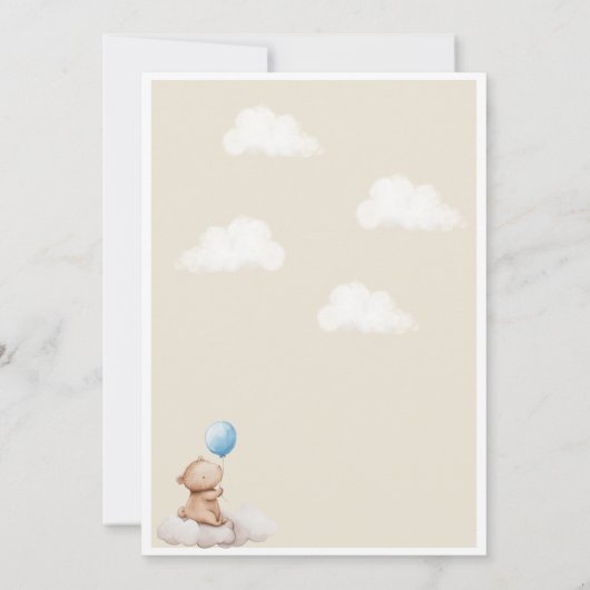 Capybara Baby Shower Invitation Cloud and Balloon 招待状 (裏面)