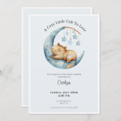 Capybara Baby Shower Invitation Cozy Moon Cub 招待状 (正面/裏面)