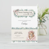 Capybara Baby Shower Invitation • Greenery Theme セーブザデート (スタンド正面)