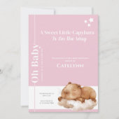 Capybara Baby Shower Invitation • Oh Baby Pink セーブザデート (正面)
