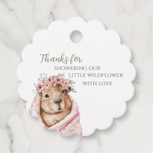 Capybara Baby Shower • Little Wildflower Gift Tag フェイバータグ (正面)
