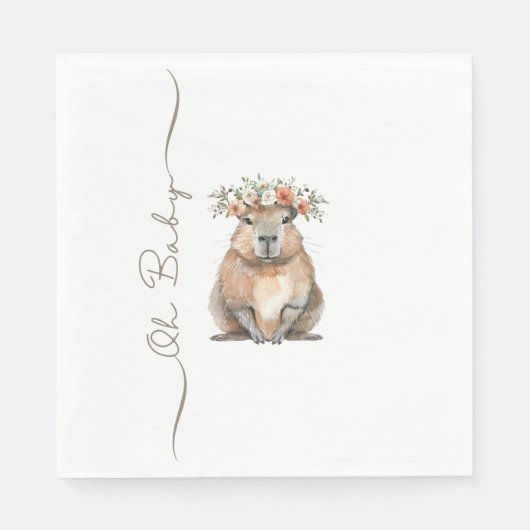 Capybara Baby Shower • Oh Baby Wildflower スタンダードランチョンナプキン (正面)