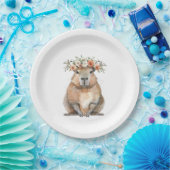 Capybara Baby Shower • Oh Baby Wildflower ペーパープレート (パーティー)