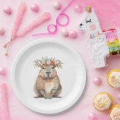Capybara Baby Shower • Oh Baby Wildflower ペーパープレート (パーティー)