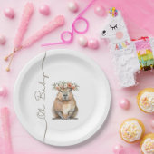 Capybara Baby Shower • Oh Baby Wildflower ペーパープレート (パーティー)