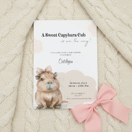 Capybara Baby Shower • Pink Bow Theme 招待状