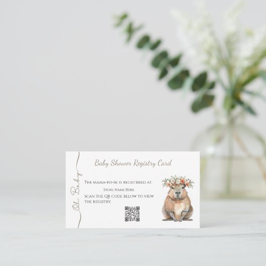 Capybara Baby Shower • Registry Card 名刺 (スタンド正面)