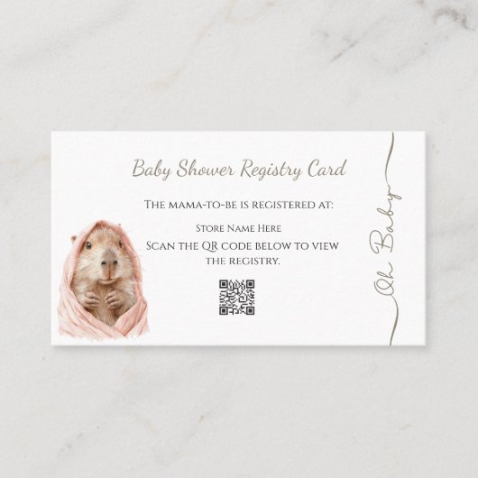 Capybara Baby Shower • Registry Card 名刺 (正面)