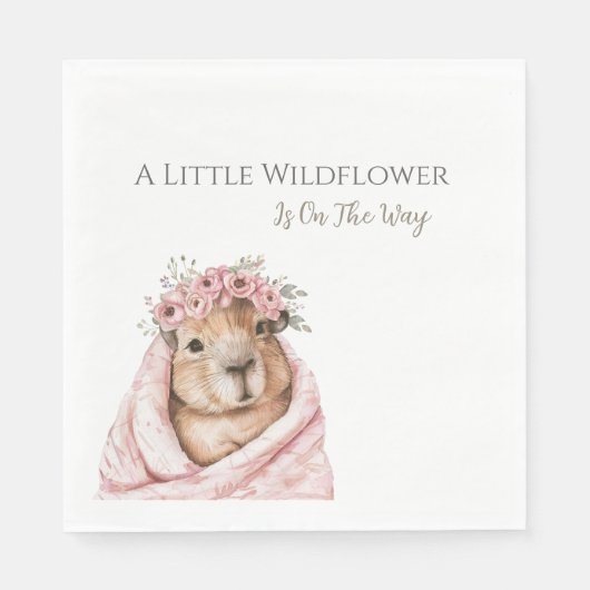 Capybara Baby Shower • Wildflower Napkin スタンダードランチョンナプキン (正面)