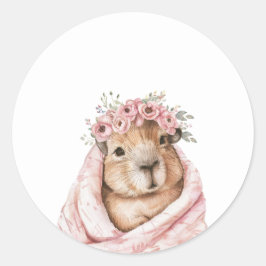 Capybara Baby Shower • Wildflower Sticker ラウンドシール