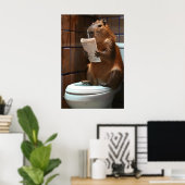 Capybara Bathroom Print, Funny Animal Wall Art ポスター (ホームオフィス)
