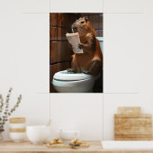 Capybara Bathroom Print, Funny Animal Wall Art ポスター (キッチン)