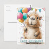 Capybara Birthday Card • Cute Balloon Design ポストカード (正面/裏面)