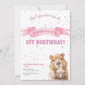 Capybara Birthday Invitation • Cute First Birthday セーブザデート (正面)