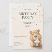 Capybara Birthday Invitation • Cute First Birthday セーブザデート (正面)