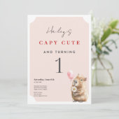 Capybara Birthday Invitation • First Birthday Part カード (スタンド正面)