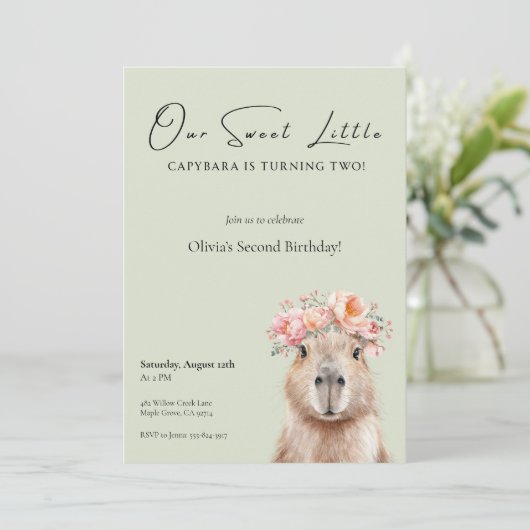Capybara Birthday Invitation • Little One (スタンド正面)
