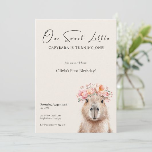 Capybara Birthday Invitation • Little One (スタンド正面)