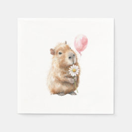 Capybara Birthday Napkin • Cute Animal Party スタンダードカクテルナプキン