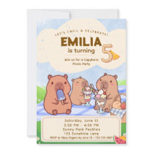 Capybara Birthday Picnic Invitation