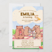 Capybara Birthday Picnic Invitation 招待状 (正面)