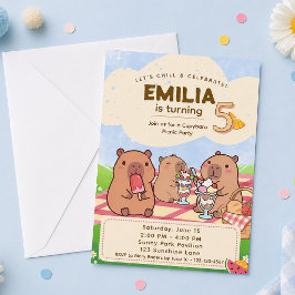 Capybara Birthday Picnic Invitation 招待状