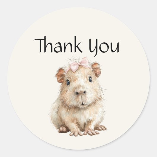 Capybara Birthday Thank You ラウンドシール (正面)