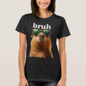 Capybara Bruh With Sungles Funny Meme Lovers Men W Tシャツ (正面)
