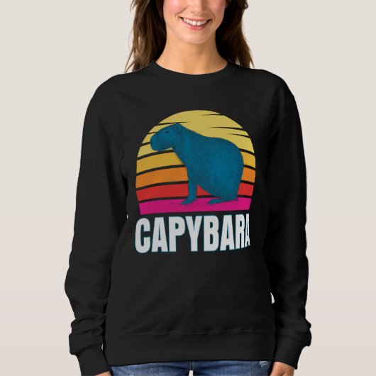 Capybara Capybara Rodent Pet Animal Sunset スウェットシャツ (正面)