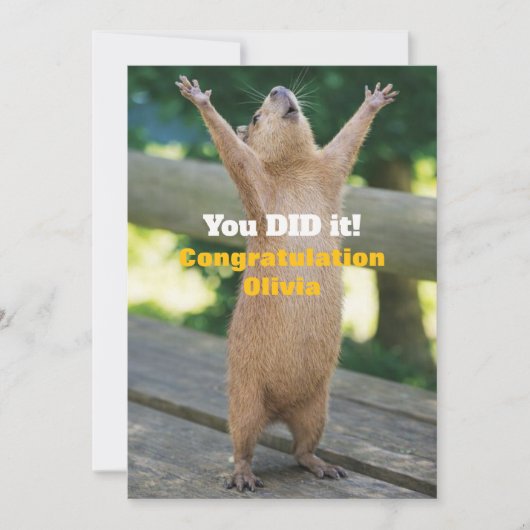 🎓Capybara Celebration Card – Custom Congrats Edit 招待状 (正面)
