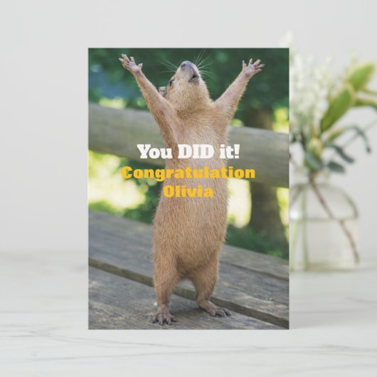 🎓Capybara Celebration Card – Custom Congrats Edit 招待状 (スタンド正面)