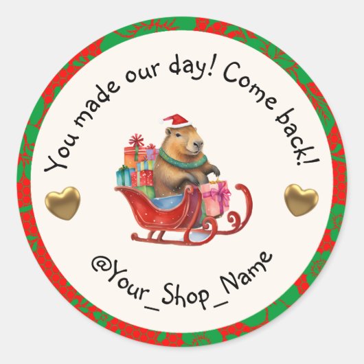 Capybara Cheers for Your Customers! 🥳 ラウンドシール (正面)