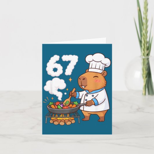Capybara Chef 67 Six Seven Funny Brain Rot Meme Gr カード (正面)