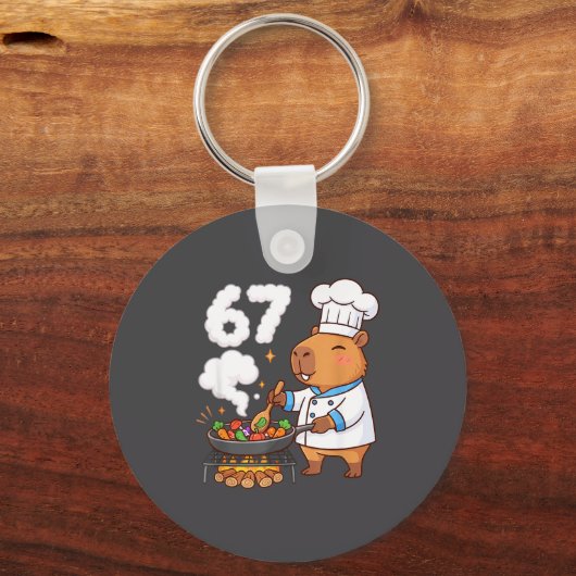 Capybara Chef 67 Six Seven Funny Brain Rot Meme Gr キーホルダー (正面)