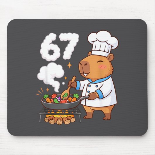 Capybara Chef 67 Six Seven Funny Brain Rot Meme Gr マウスパッド (正面)