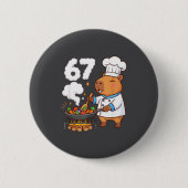 Capybara Chef 67 Six Seven Funny Brain Rot Meme Gr 缶バッジ (正面)