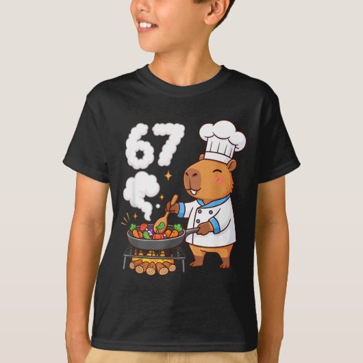 Capybara Chef 67 Six Seven Funny Brain Rot Meme Gr Tシャツ (正面)
