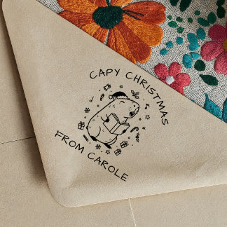 Capybara Christmas Carol Rubber Stamp Funny Gift セルフインキングスタンプ
