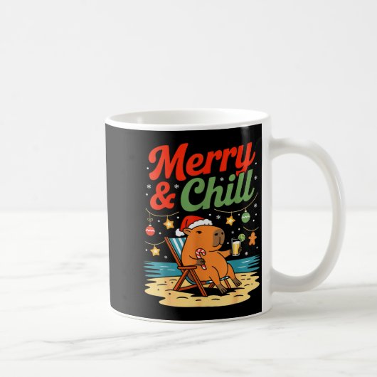 Capybara Christmas Holiday Beach Vibes Merry And C コーヒーマグカップ (右)