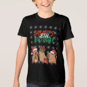 Capybara Christmas Holiday Birthday トライブレンドＴシャツ (正面)