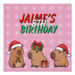 Capybara Christmas Holiday Birthday ポスター