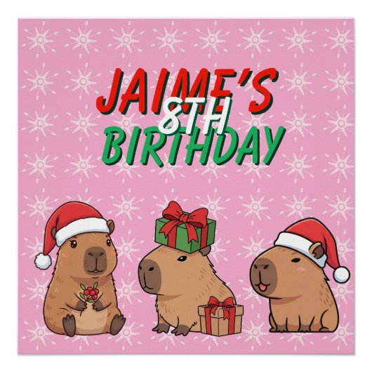 Capybara Christmas Holiday Birthday ポスター (正面)